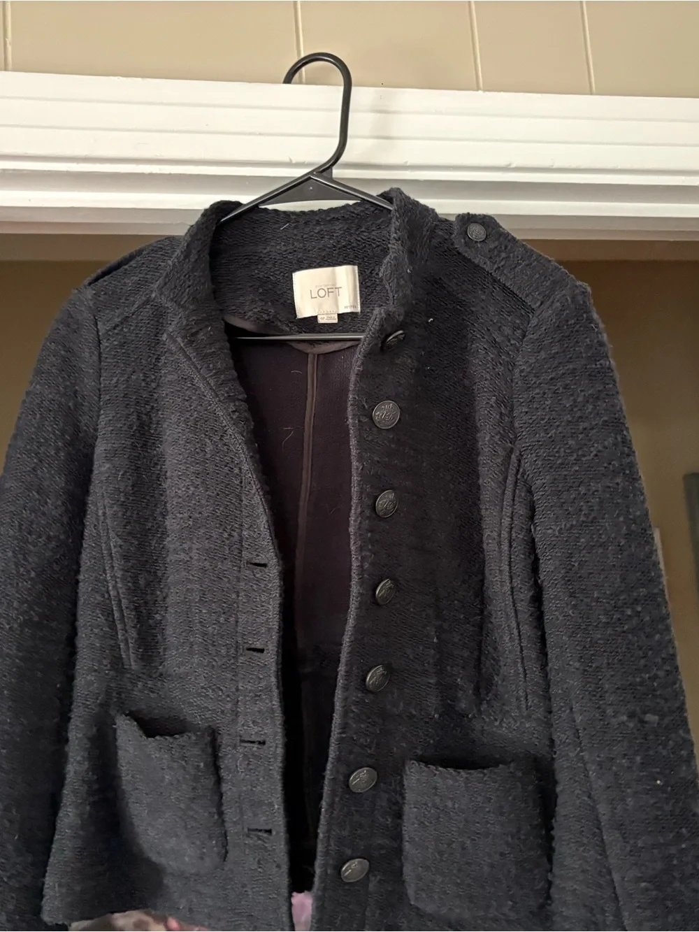 LOFT Black Textured Coat